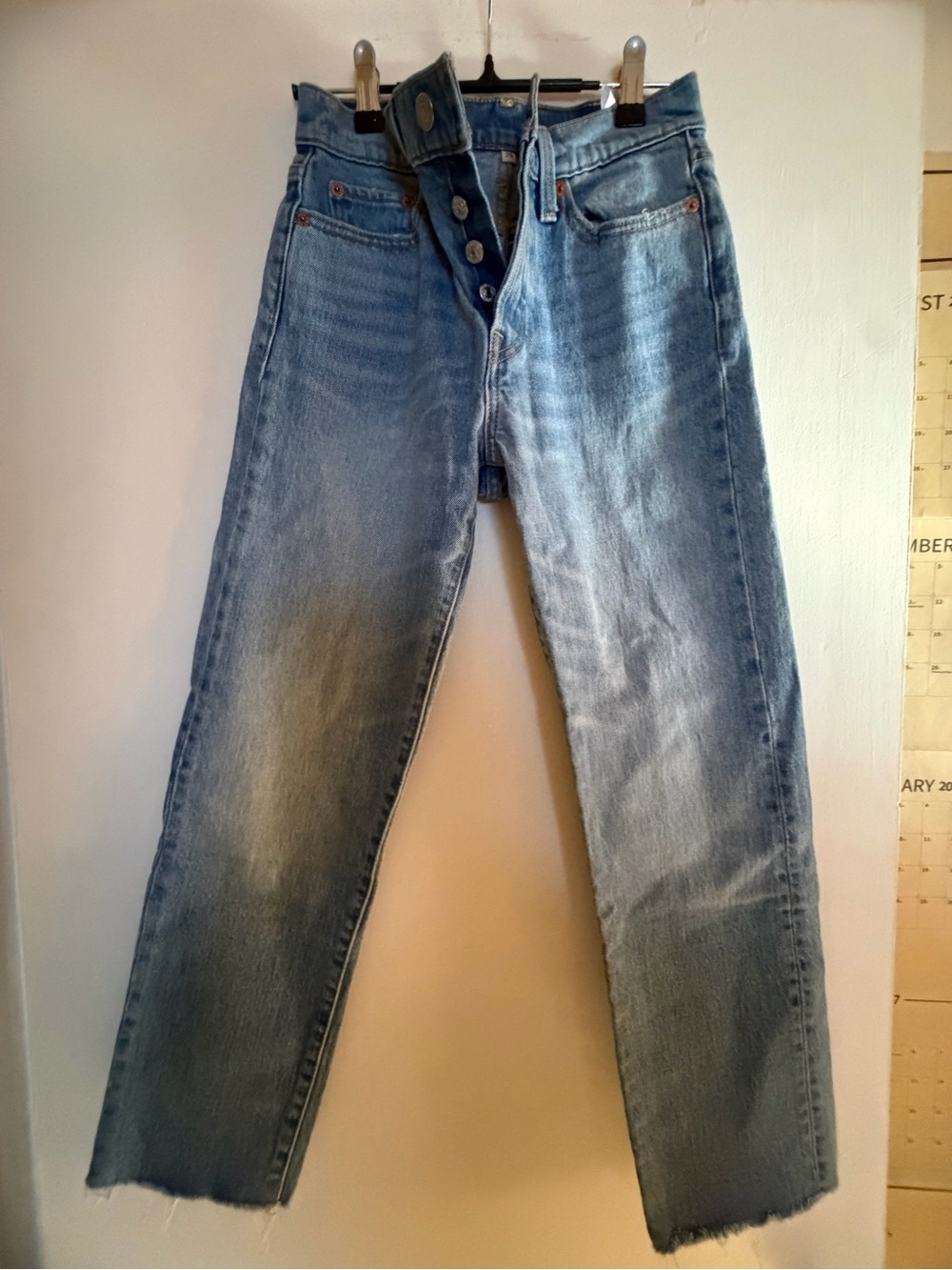 Levi's Light Blue Straight-Leg Button Fly Women's Jeans Raw Hem